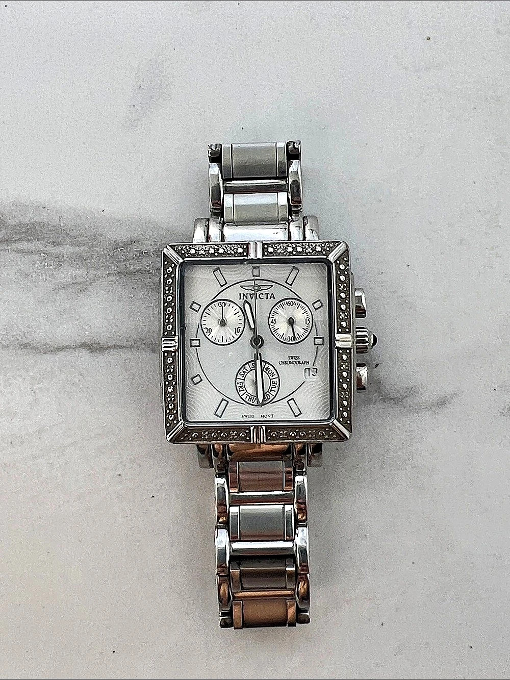 Invicta Square Swiss Chronograph Watch Silver